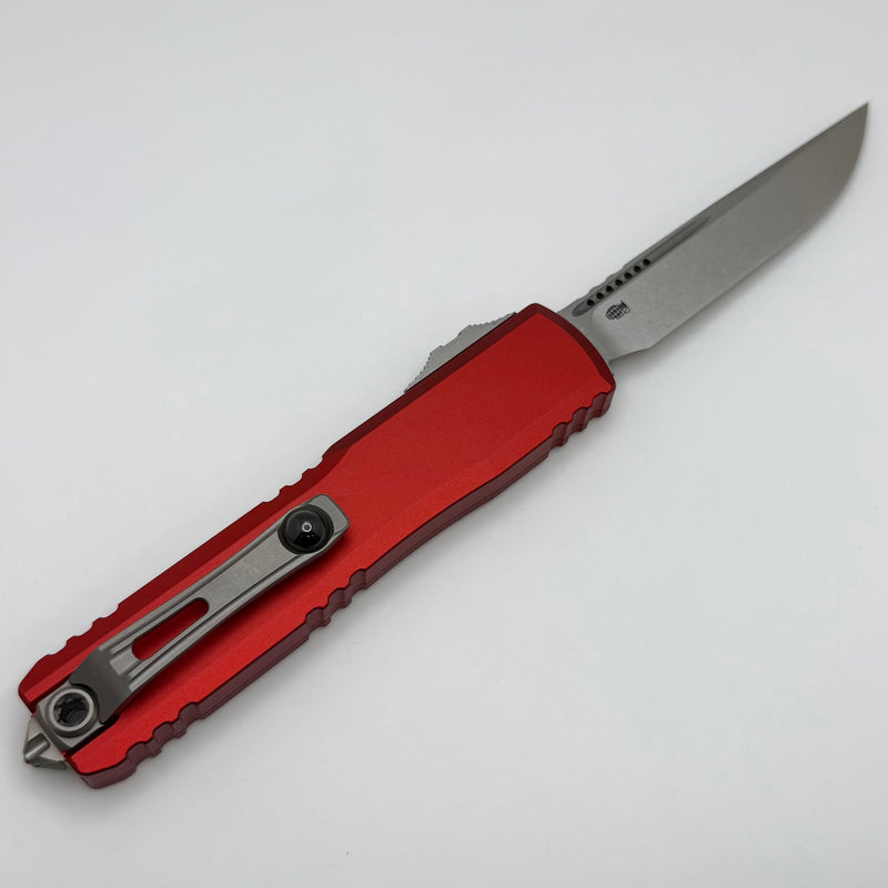 Grenade Blem Microtech Ultratech Gen IV S/E Stonewash Standard w/ Red Handle 11214-10RD