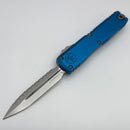 Factory Blem Microtech Ultratech Gen IV D/E Stonewash Full Serrated w/ Blue Handle 11224-12BL