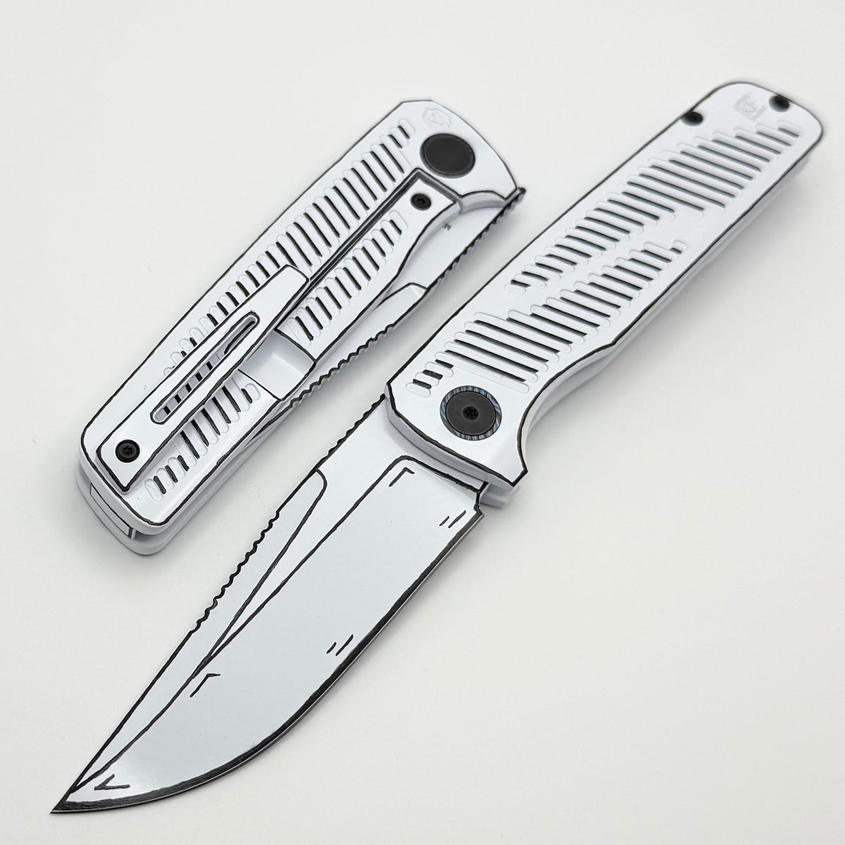Custom Knife Factory Yeti Gnome 2.0 White Cel Shade Titanium & M398