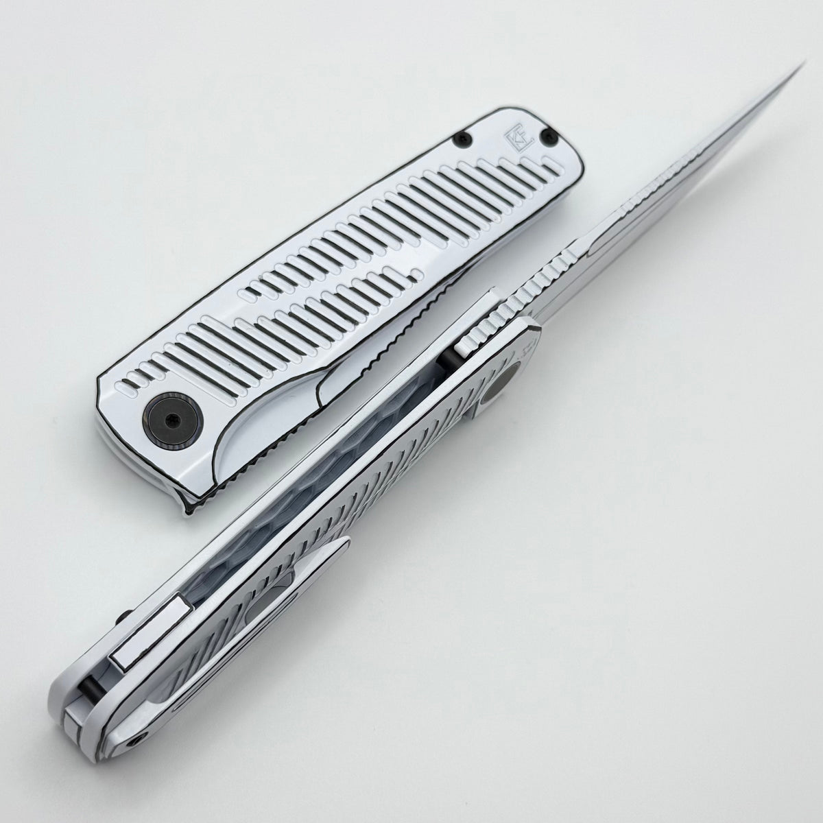 Custom Knife Factory Yeti Gnome 2.0 White Cel Shade Titanium & M398