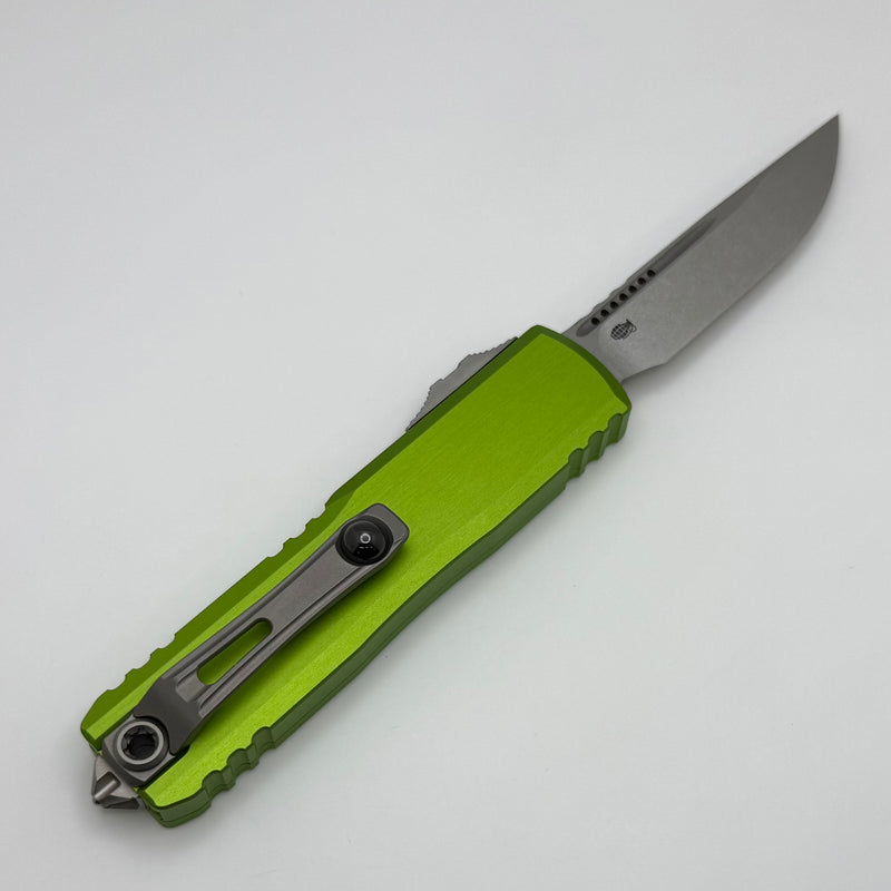Factory Blem Microtech UTX-85 Gen IV w/ Neon Green Handle & Stonewash S/E M390MK 12314-10NG