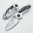 Custom Knife Factory PeaceDuke 2.0 White Cel Shade w/ Circus Carbon Fiber Inlaid Titanium Handles & M398