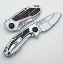 Custom Knife Factory PeaceDuke 2.0 White Cel Shade w/ Circus Carbon Fiber Inlaid Titanium Handles & M398