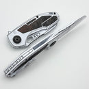 Custom Knife Factory PeaceDuke 2.0 White Cel Shade w/ Circus Carbon Fiber Inlaid Titanium Handles & M398