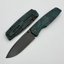 Custom Knife Factory Lex w/ Teal/Green Carbon Fiber Handles & Blackwash M398