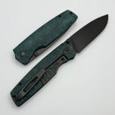 Custom Knife Factory Lex w/ Teal/Green Carbon Fiber Handles & Blackwash M398