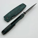 Custom Knife Factory Lex w/ Teal/Green Carbon Fiber Handles & Blackwash M398