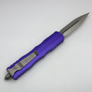 Microtech Dirac Delta D/E Satin w/ Purple Handles 227-4PU