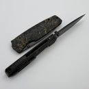 Custom Knife Factory Lex w/ Yellow Carbon Fiber Handles & Blackwash M398