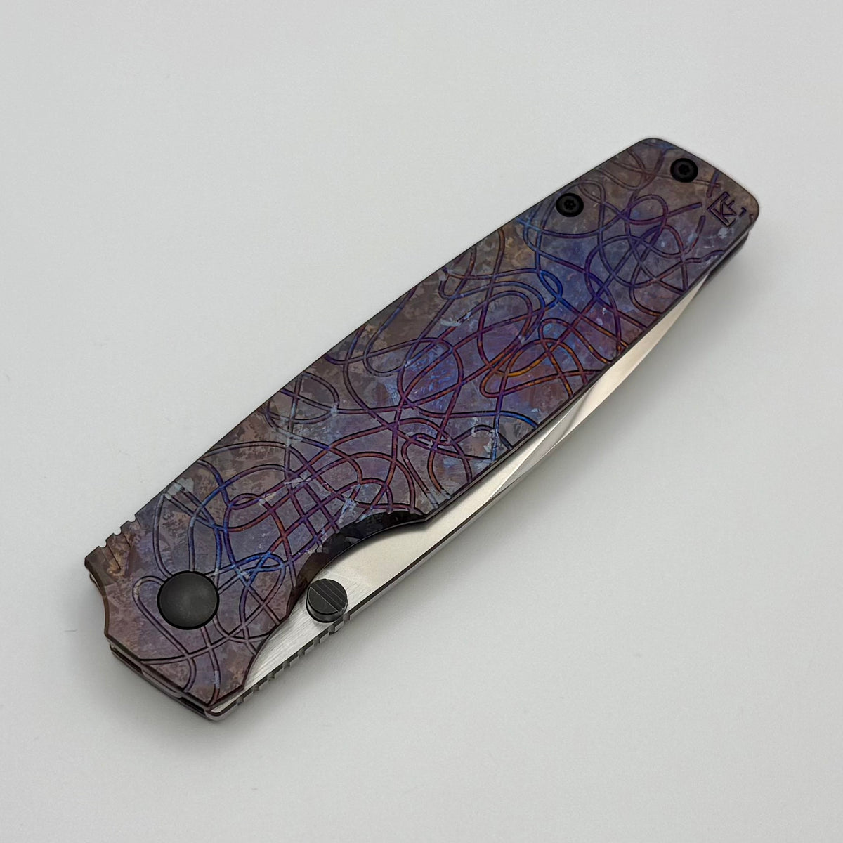 Custom Knife Factory Lex w/ Colored Crystal Titanium Handles & M398