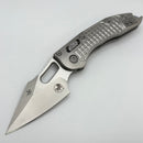 Pre Owned Microtech Marfione Select Manual Stitch RAM LOK Frag Titanium Handles & Stonewash M390MK w/ Double Vapor Blast & Blue Accents 169RL-10FRMS2