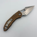 Factory Blem Microtech Borka Stitch Stonewash Partial Serrated & Brown Handles 169-11BN