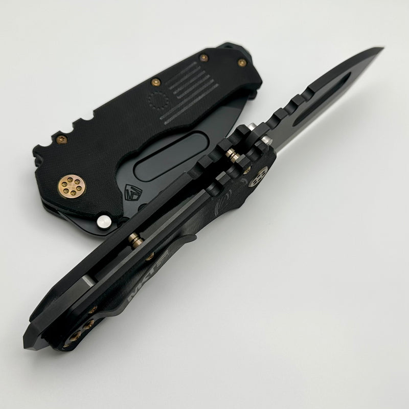 Medford Scout M/P Praetorian Black G10 & DLC D2 Tanto Blade w/ Bronze Hardware