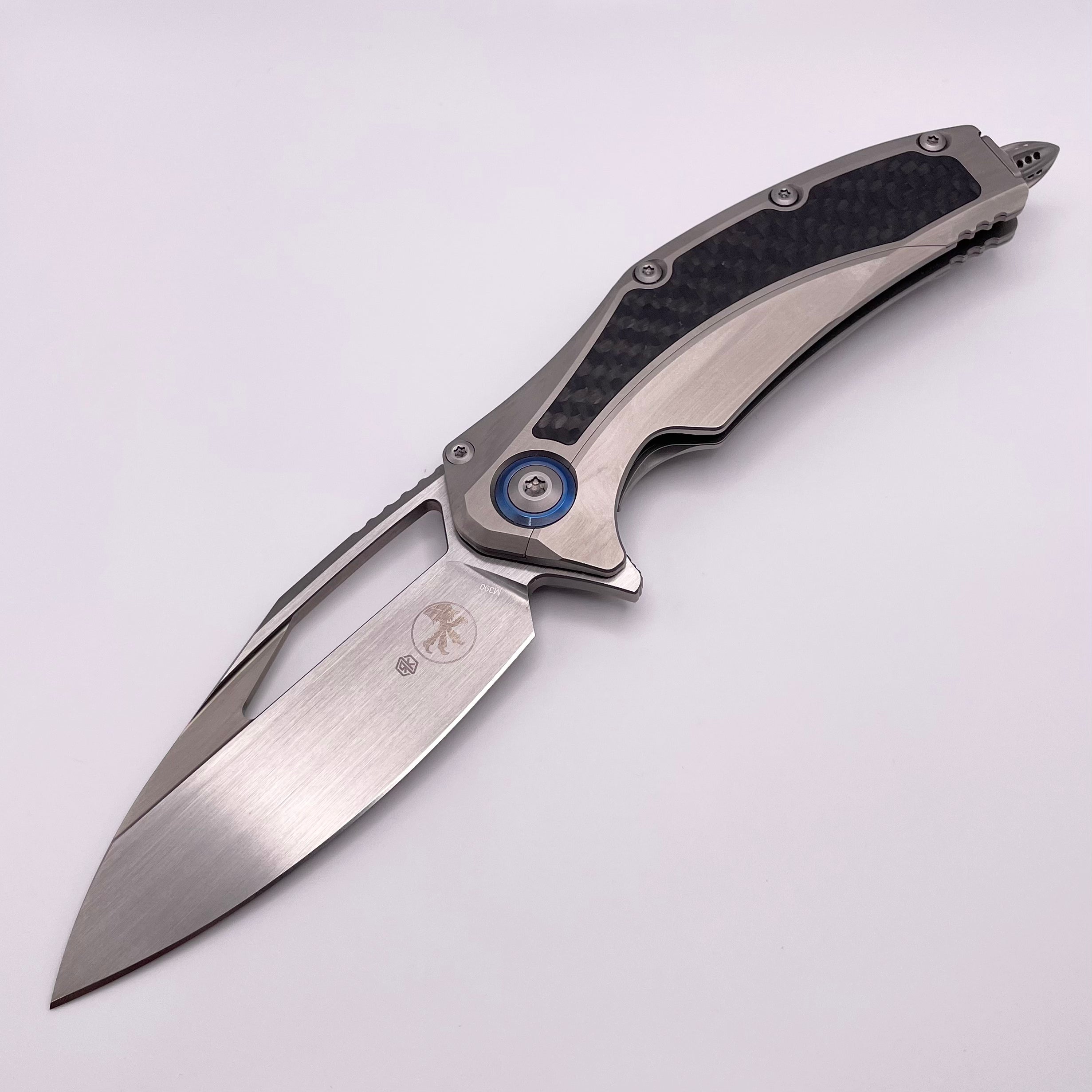 Pre Owned Microtech Matrix Titanium w/ Carbon Fiber Inlays & Blue Ti P