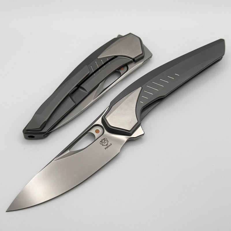 Poikilo Blade VK-Zame Shark S1 Stonewash Titanium Integral Handle w/ C