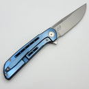 Reate Knives Remedy Blue Titanium Handle w/ Belt Satin Elmax