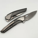 Poikilo Blade VK-Zame Shark S1 Stonewash Titanium Integral Handle w/ Crystal Ti Inlays & Pearlescent M398