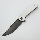 Reate Knives Remedy Fat Carbon White Glass Handle w/ Belt Satin DLC Elmax