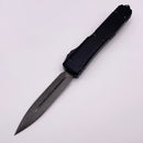 Pre-Owned Microtech Ultratech Damascus Double Edge & Black w/ Ringed Hardware Signature Series 122-16S Damascus Pattern