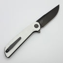 Reate Knives Remedy Fat Carbon White Glass Handle w/ Belt Satin DLC Elmax