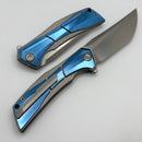 Poikilo Blade Anolis S1 w/ Blue Crystal Ti Handles & Pearlescent Stonewash M398