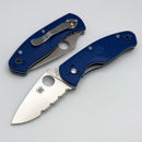 Discontinued Spyderco Persistence Lightweight Blue FRN & Combo Edge S35VN C136PSBL