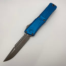 Pre-Owned Microtech Knives Combat Troodon Gen III Apocalyptic Interceptor w/ Blue Handle Signature Series 1217-10APBLS