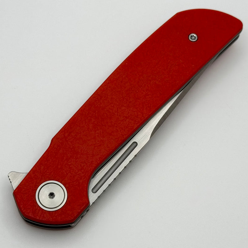 Reate Knives Remedy Fat Carbon Red Glass Handle w/ Belt Satin Elmax
