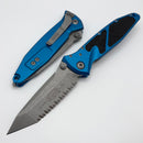 Microtech Socom Elite Manual Tanto Full Serrated Apocalyptic w/ Blue Handle 161-12APBL