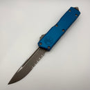 Pre-Owned Microtech Scarab 2 Gen 3 Executive w/ Blue Handles & S/E Part Serrated Apocalyptic M390MK 1176-11APBL