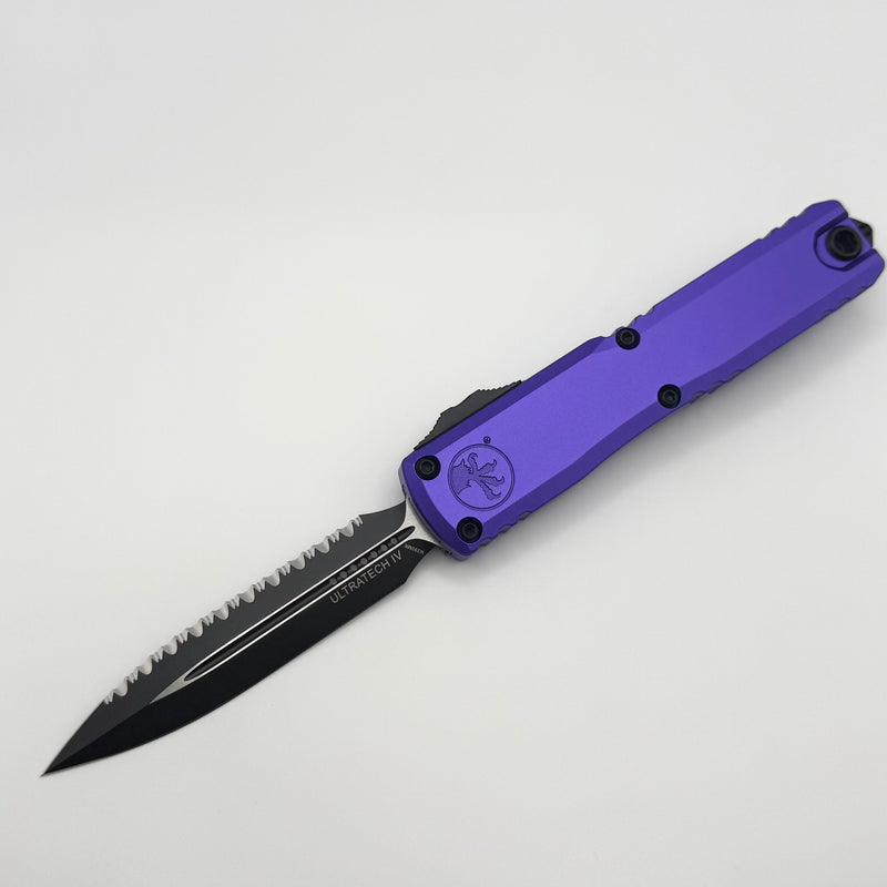 Factory Blem Microtech Ultratech Gen IV D/E Tactical Full Serrated w/ Purple Handle 11224-3PU