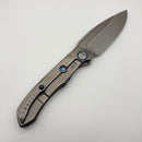 Pre-Owned Microtech ANAX Titanium Integral Hand Rubbed Satin M390 w/ Blue Titanium Pivot Collars & Carbon Fiber Inlay 190C-4CFITI