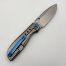 Pre-Owned Poikilo Blade Gecko S1.1 Titanium Handles w/ Blue Ti Accents & Satin M398
