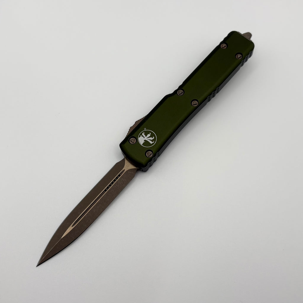 Microtech UTX-70 D/E Bronze Apocalyptic & OD Green Handle 147-13APOD