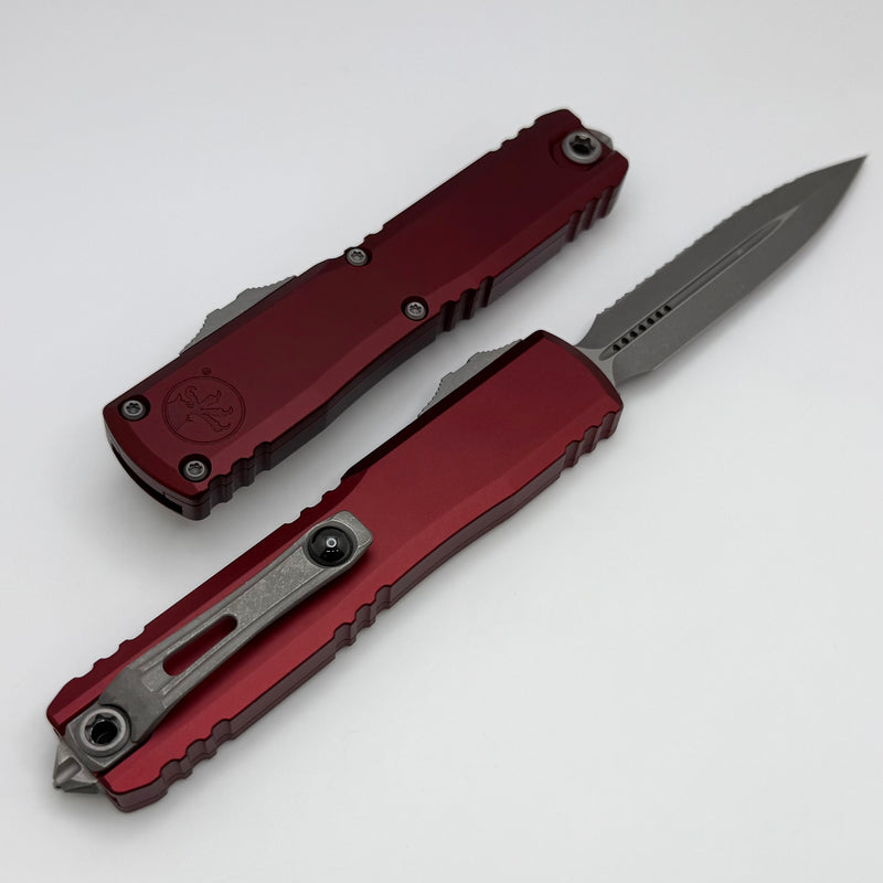 Microtech Ultratech Gen IV D/E Apocalyptic Full Serrated w/ Merlot Handle 11224-12APMR