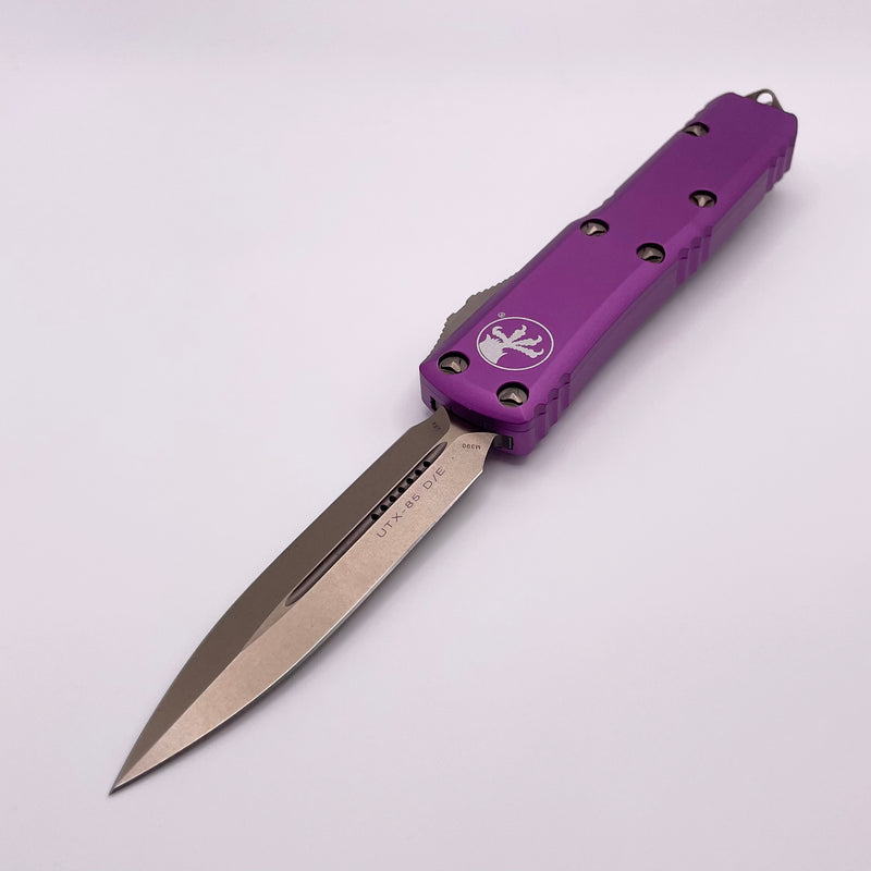 PRE-OWNED Microtech UTX-85 Violet & Double Edge Bronze Standard 232-13VI