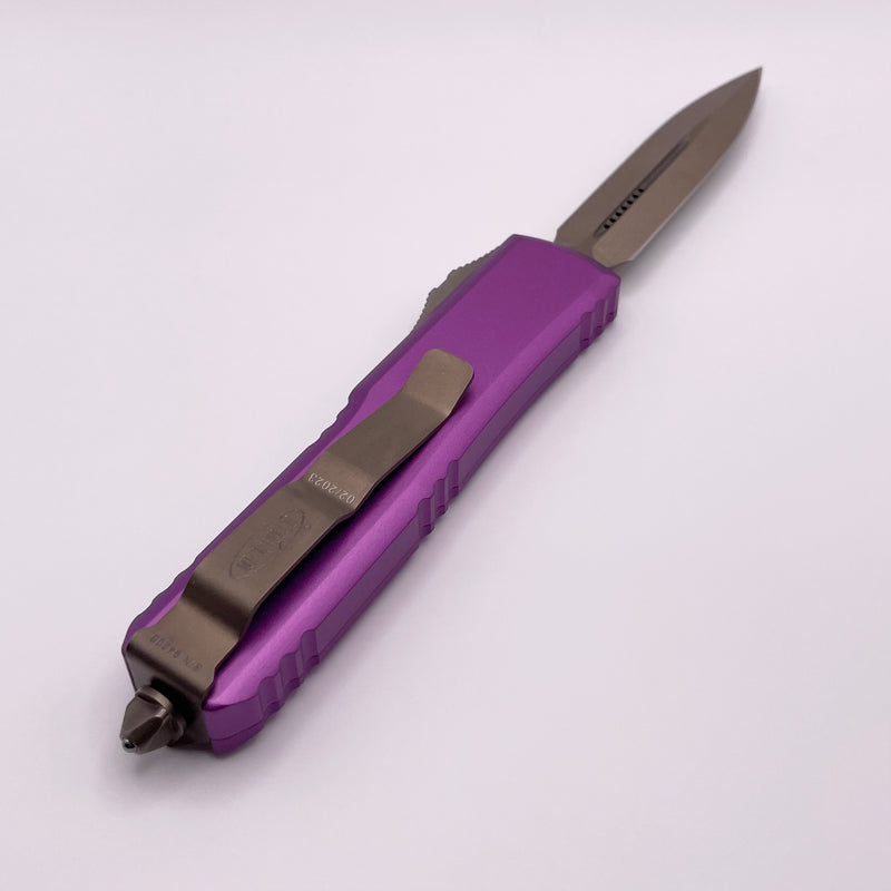 PRE-OWNED Microtech UTX-85 Violet & Double Edge Bronze Standard 232-13VI