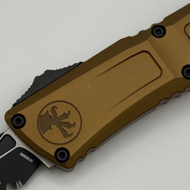 Grenade Blem Microtech Knives Combat Troodon Gen III Black Full Serrated Tanto w/ Tan Handle 1144-3TA