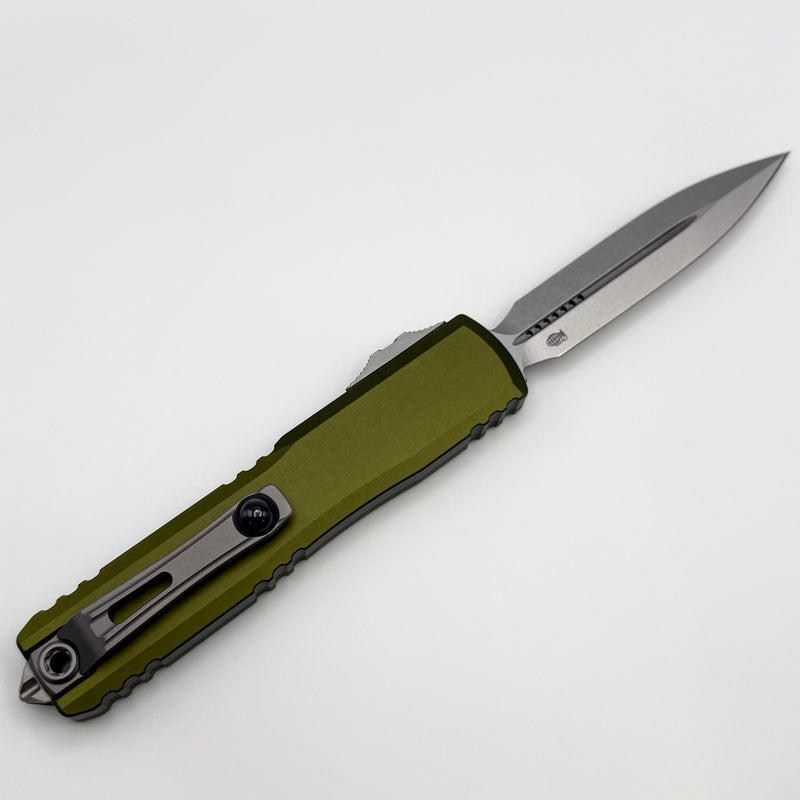 Grenade Blem Microtech Ultratech Gen IV D/E Stonewash Standard w/ OD Green Handle 11224-10OD