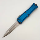 Factory Blem Microtech Knives Mini Hera Stonewash Double Edge M390MK w/ Blue Handle 1702M-10BL