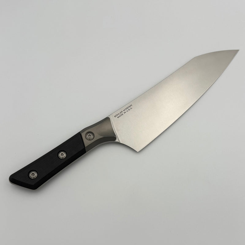 Microtech Chef's Knife Black G-10/Bead Blast Ti Handle w/ Stonewash M390MK 3000B-10BK