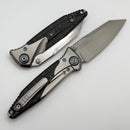 Discontinued Microtech Knives Socom Bravo Mini Warcom Hand Satin w/ Blue Ti Pivot Collars & Carbon Fiber Scales 263M-4CFTI