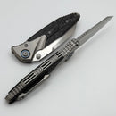 Discontinued Microtech Knives Socom Bravo Mini Warcom Hand Satin w/ Blue Ti Pivot Collars & Carbon Fiber Scales 263M-4CFTI