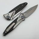 Discontinued Microtech Knives Socom Bravo Mini Spear Point Hand Satin w/ Blue Ti Pivot Collars & Carbon Fiber Scales 262M-4CFTI