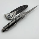 Discontinued Microtech Knives Socom Bravo Mini Spear Point Hand Satin w/ Blue Ti Pivot Collars & Carbon Fiber Scales 262M-4CFTI