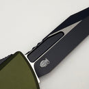 Grenade Blem Microtech Knives Combat Troodon Gen III Black Bowie w/ OD Green Handle 1146-1OD