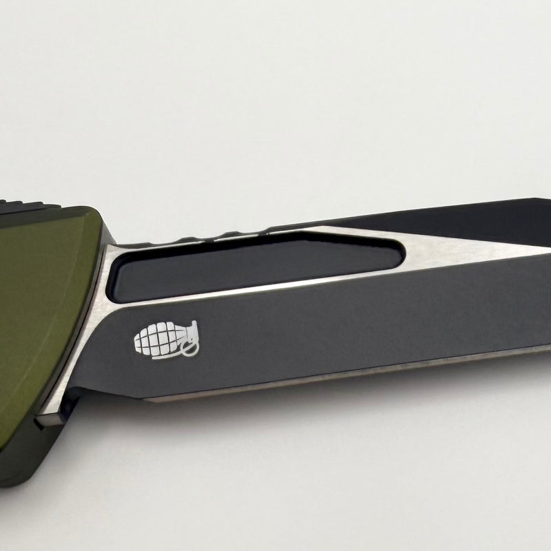 Grenade Blem Microtech Knives Combat Troodon Gen III Black Bowie w/ OD Green Handle 1146-1OD