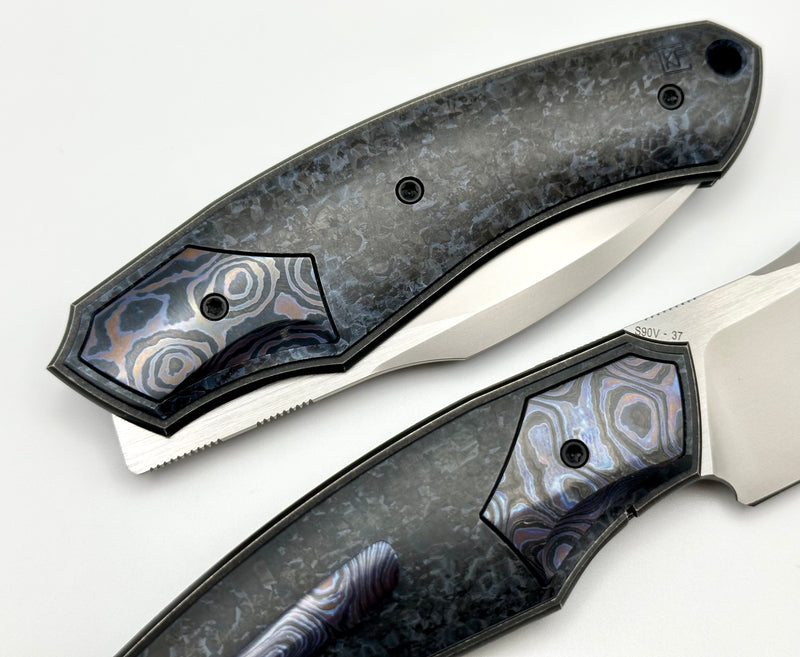Custom Knife Factory Davless Crystal Ti & ZircuTi w/ CKF Wash S90V ONE KNIFE PER HOUSEHOLD ACROSS ALL VARIATIONS