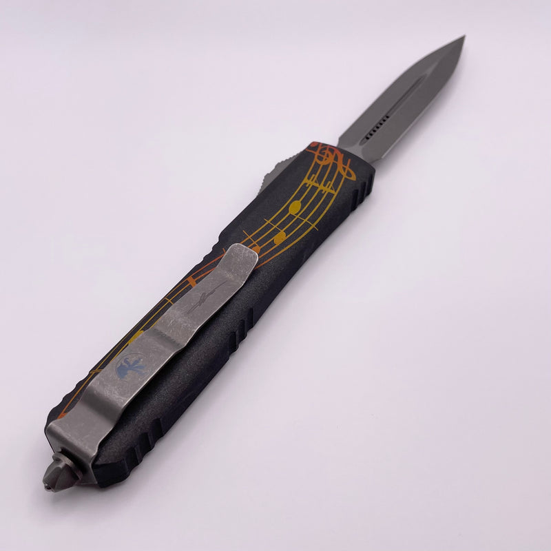 PRE OWNED Microtech Ultratech NCKS 2023 Yellow & Orange Double Edge Apocalyptic Standard 122-10APNCKS