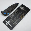 Marfione Custom Knives Socom Elite M/A Star Grind DLC Apocalyptic Tanto w/ Black Camo Carbon Handle & Blue Accents Consigned
